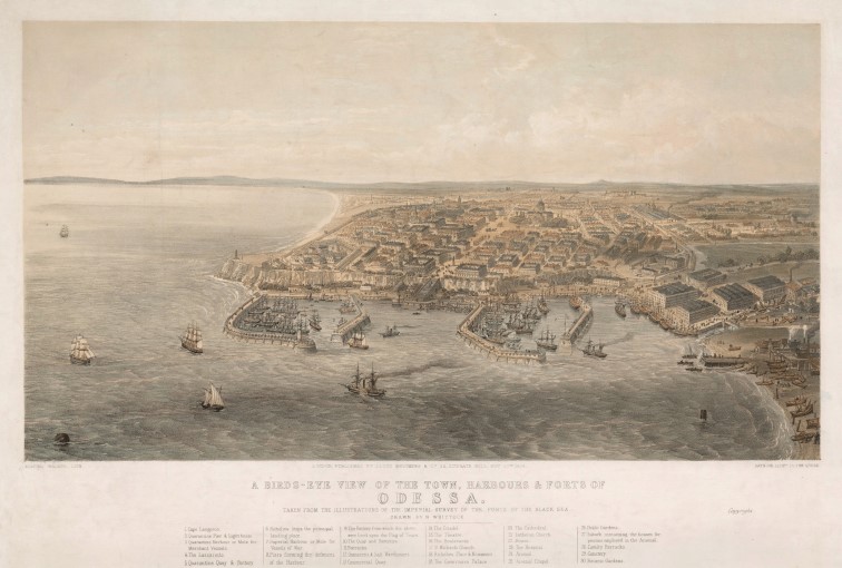 Британский рисунок одесского порта, созданный для английских изданий в период Крымской войны. 1855 год.