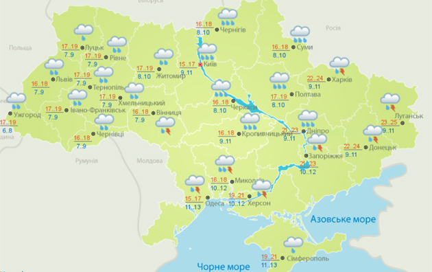 Снимок экрана — Український гідрометеорологічний центр.
