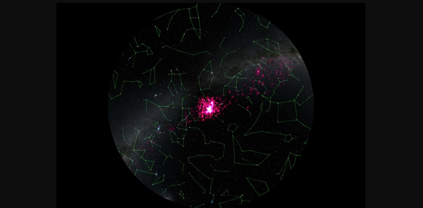Розовым выделено звездное скопление Гиады. Фото — ESA/Gaia.